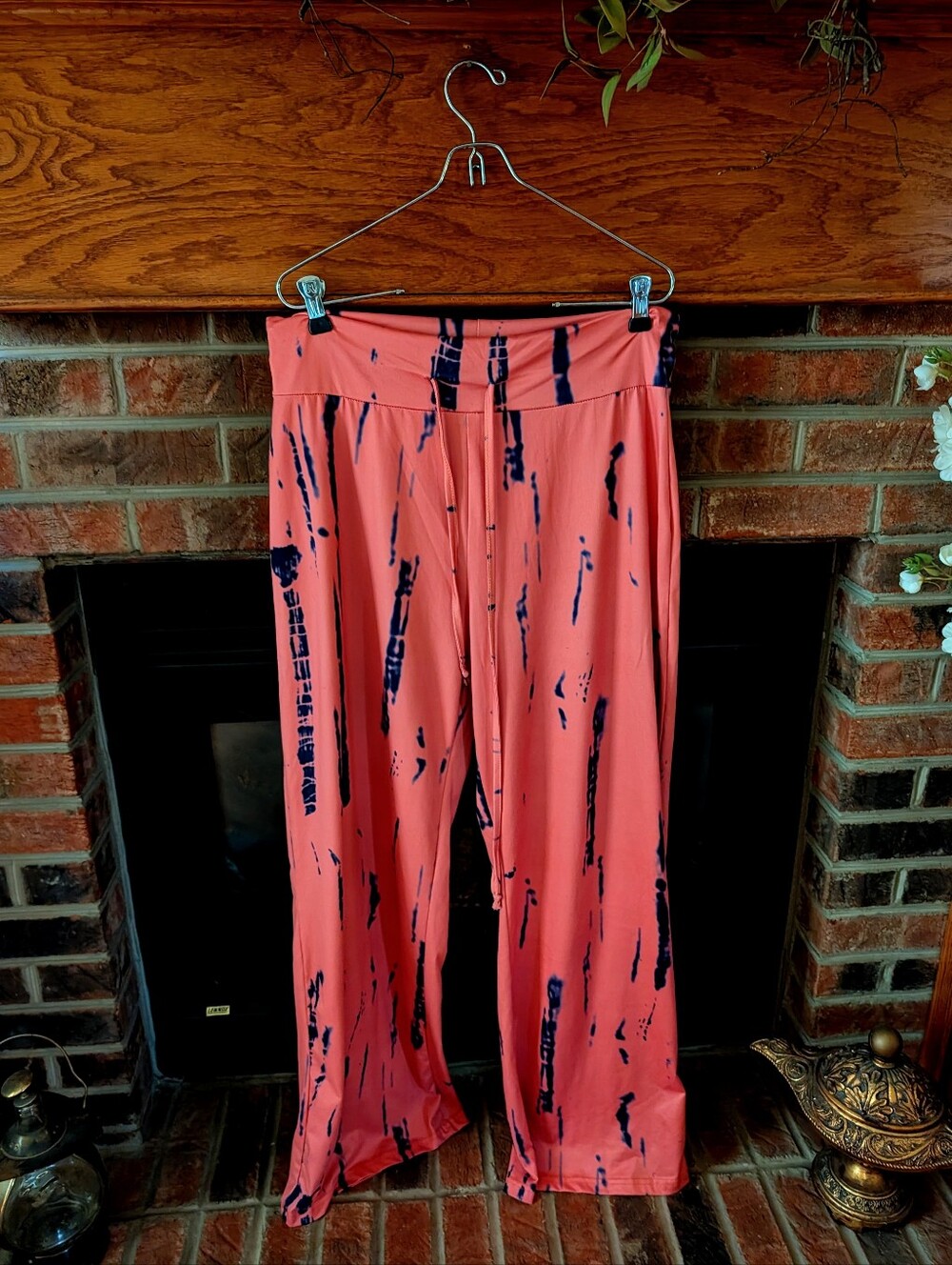 Source Unknown Coral Wide Leg Jumpsuit with Black Tie-Dye